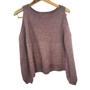Abercrombie & Fitch Women's Cut Out Cold Shoulder Sweater Purple Long‎ Sleeve S